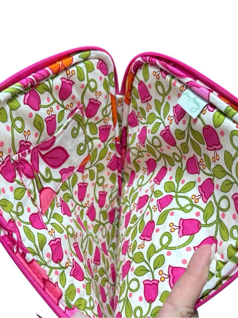 Vera Bradley Quilted Tablet iPad Sleeve Pouch Folkloric Pink Orange Floral NWOT
